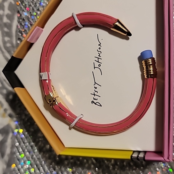 Betsey Johnson Pink Pencil Bracelet and Earring Set - Picture 2 of 6